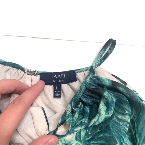 Kaari Blue Banana Leaf Print Tank - Picture 3 of 5